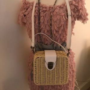 NWT Woven Square Purse White Straps